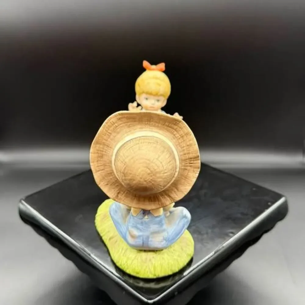 Vintage Boy Girl Geese Figurines Pair Ceramic Farm Children Goslings Cottagecore